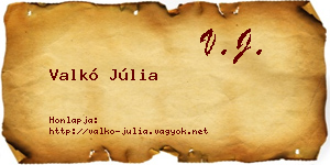 Valkó Júlia névjegykártya